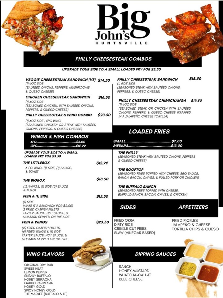 Big John's at The Open Bottle menu